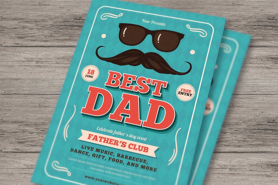 时尚的父亲节传单模板 Father’s Day Flyer插图(2)