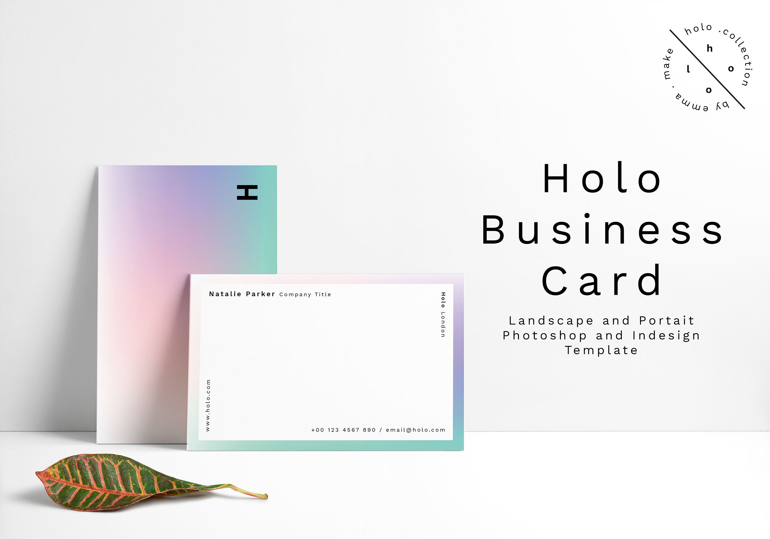 优雅时尚的高端全息渐变色彩名片设计模板插图(2)