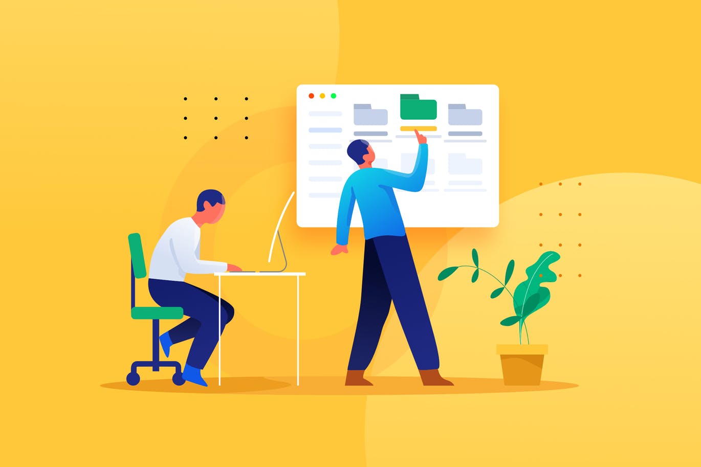 文件/文件夹管理主题网站设计矢量插画素材 Folder Management illustration for website插图