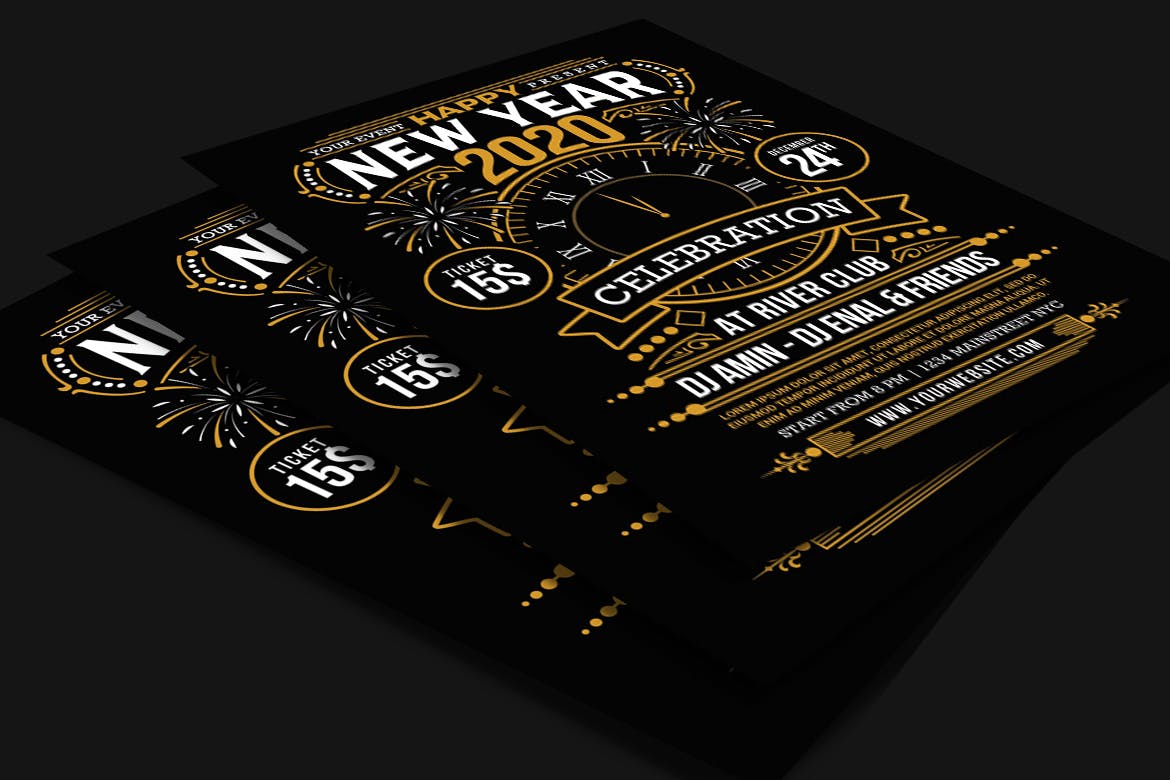 2020年新年倒计时活动邀请海报传单模板 New Year 2020 Party Celebration插图(3)