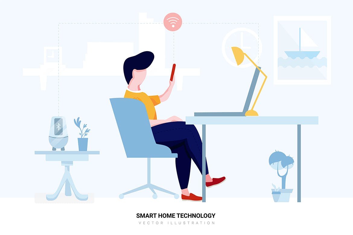 智能家居技术矢量场景插画素材 Smart Home Technology Vector Scenes插图(8)