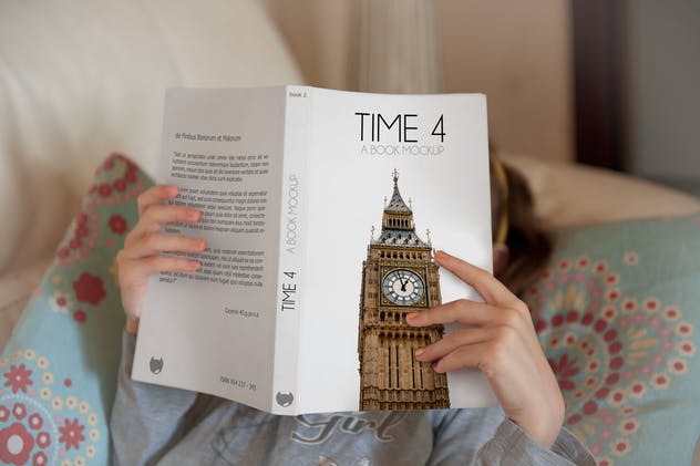 儿童图书阅读场景样机模板 Girl Reading a Book Mock-up插图(3)