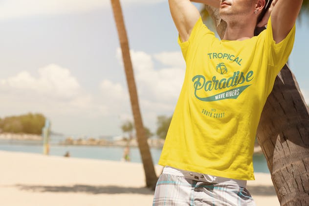 男士圆领印花图案T恤设计展示样机素材库精选模板 Crew Neck T-shirt Mock-up Male Version插图(3)