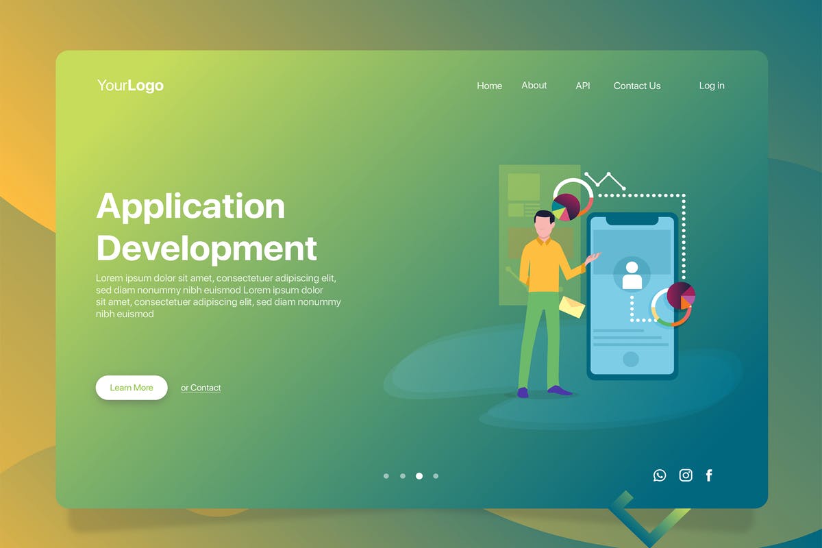 APP应用开发概念插画Banner＆着陆页模板 Apps Development – Banner & Landing Page插图