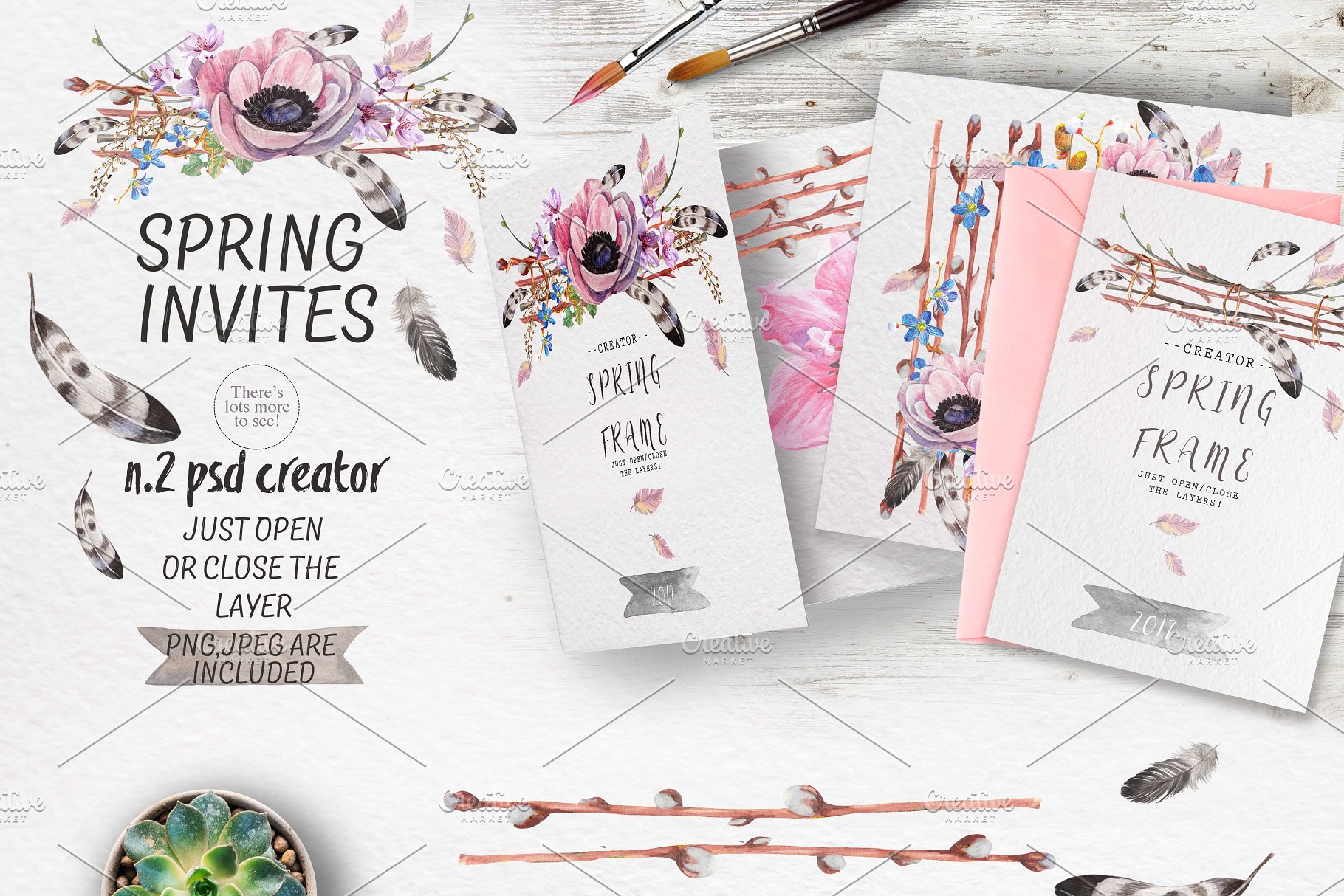 极力推荐：“春暖花开”水彩花卉设计素材包 "Spring bloom" 80 png插图(4)