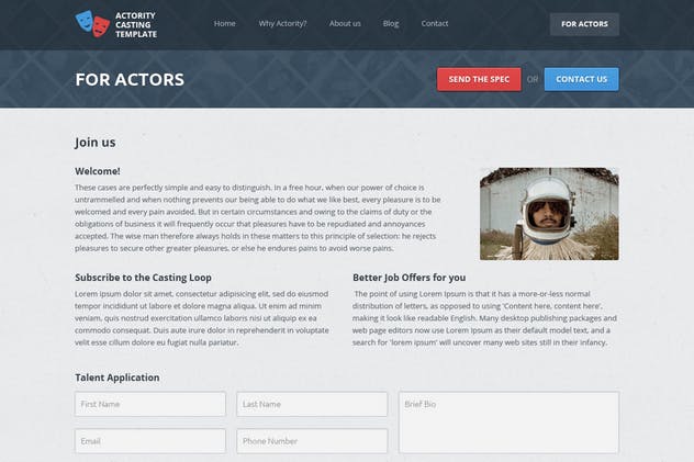 多用途企业官网网站设计PSD模板 Actority – PSD Template for Casting Agencies插图(7)