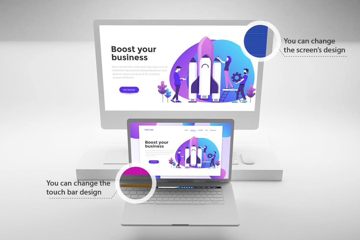 响应式网站设计效果图预览素材库精选样机模板 Clean Web Mockup插图(2)