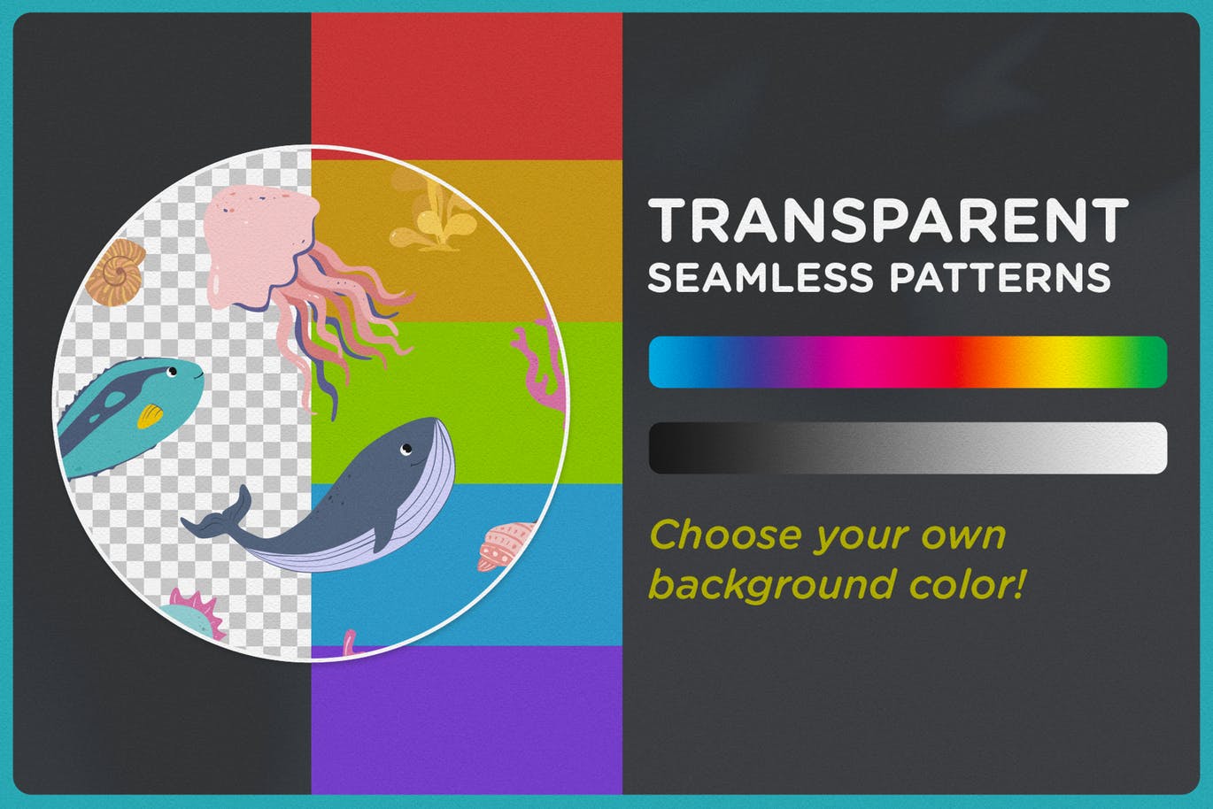 海底世界海底动物主题手绘图案无缝背景素材 Underwater World Seamless Patterns插图(2)