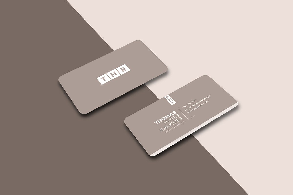 矩形圆角设计风格企业素材库精选名片模板 Business Card插图