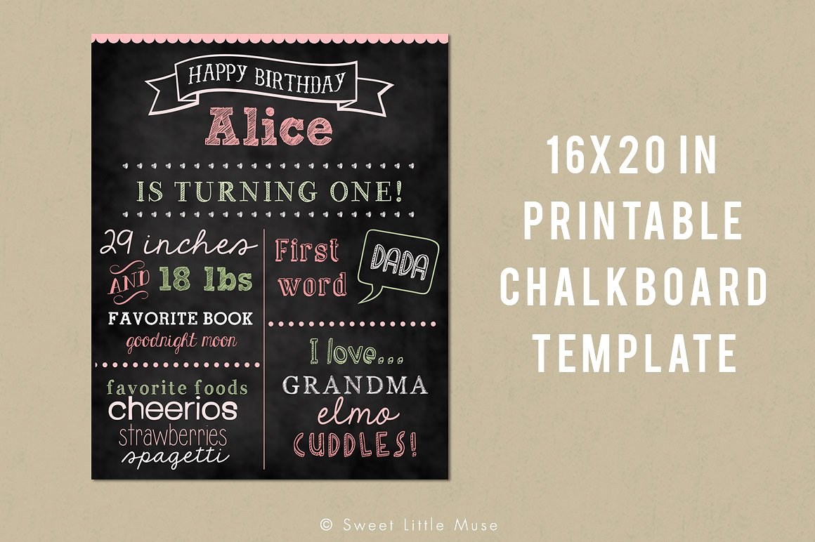 可打印卡通风格黑板粉笔画模板 Printable Chalkboard Template插图