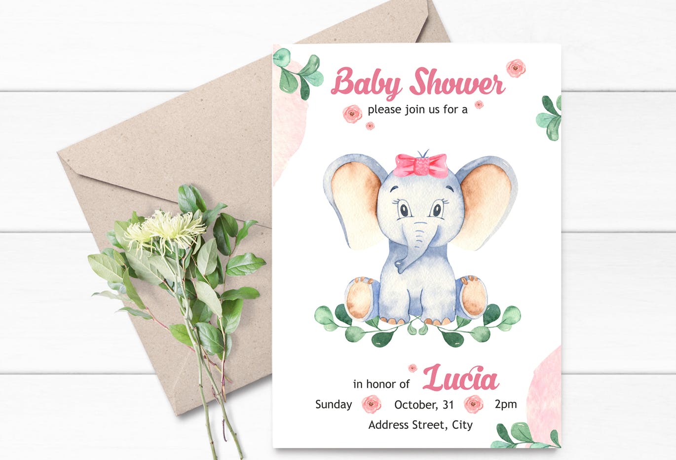 可爱卡通小象水彩手绘剪贴画&卡片素材 Watercolor cute elephants. Clipart and cards插图(7)