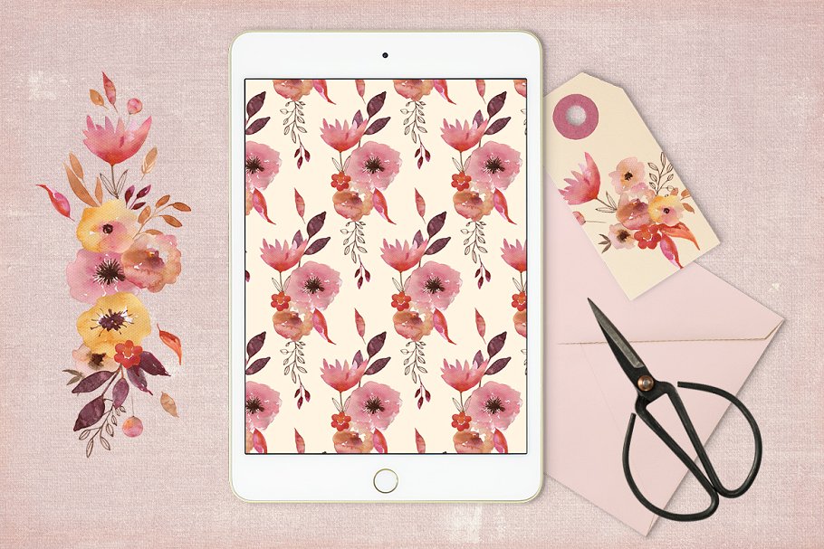 暖色系水彩花卉剪贴画 Warm Flowers插图(3)