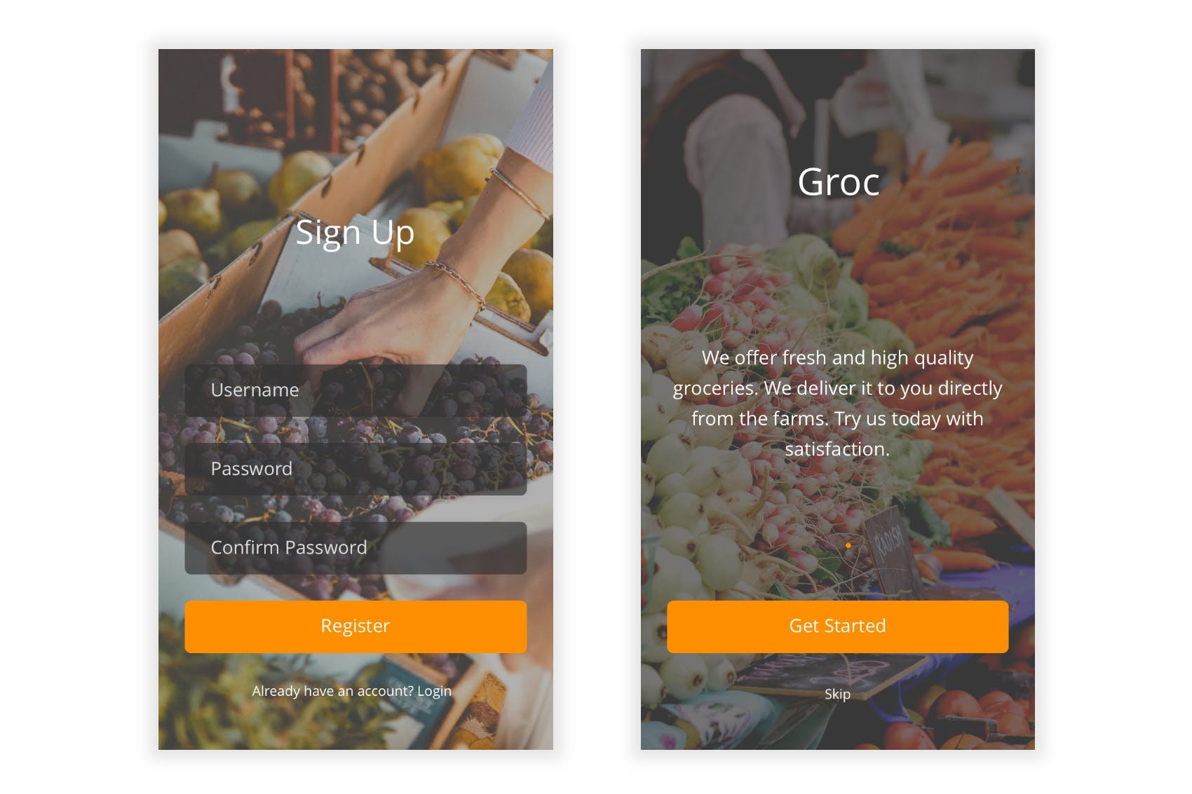 杂货店水果店购物APP应用UI设计素材库精选套件 Groc – Grocery Shopping App in Adobe Illustrator插图(2)
