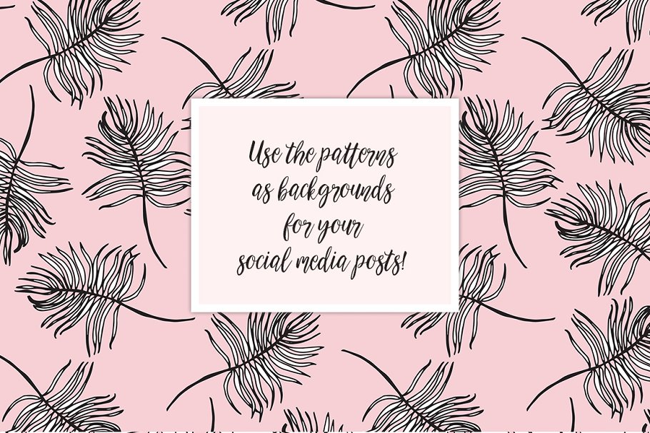 热带树叶手绘矢量纹理合集 Tropical Foliage Vector Patterns插图(5)