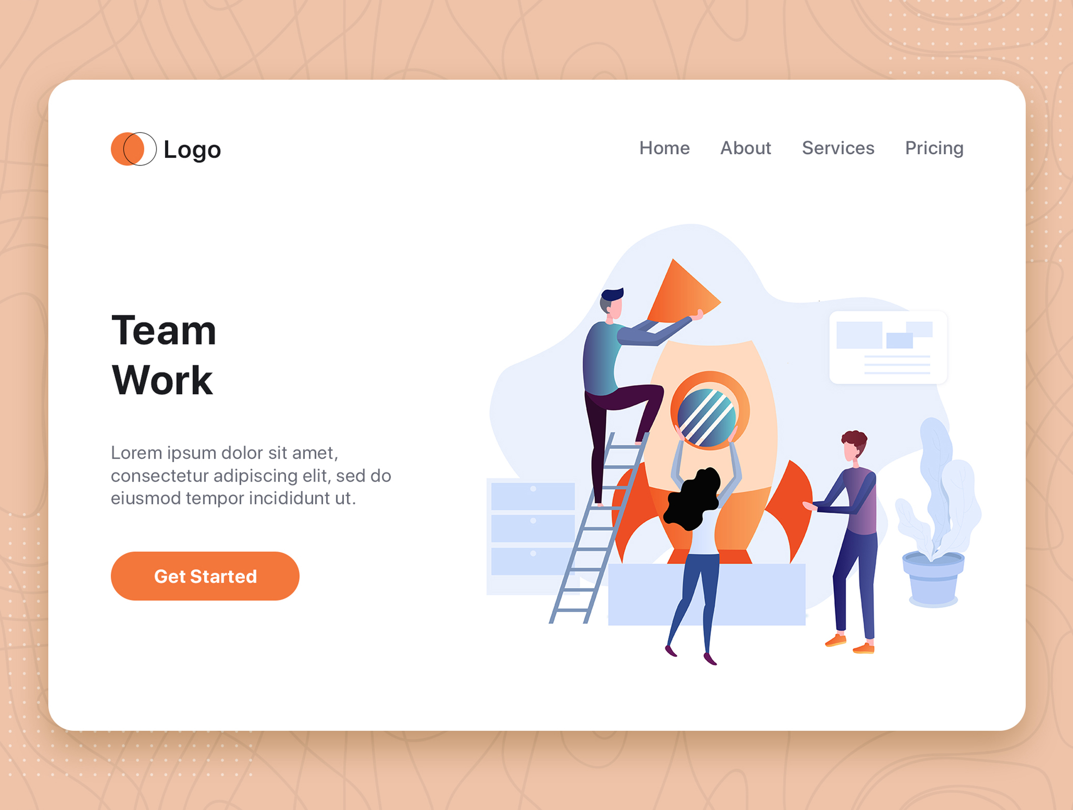 素材库下午茶：生活&工作场景着陆页网站设计矢量插画素材插图(3)