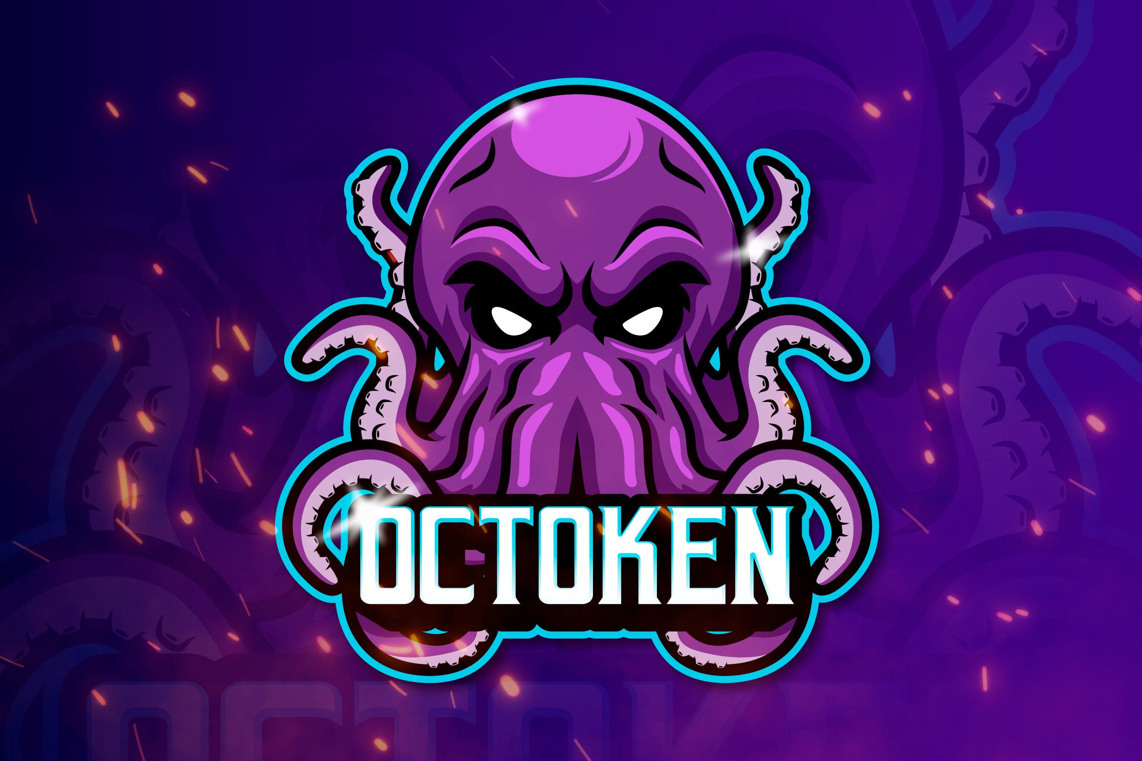 章鱼电子竞技吉祥物队徽Logo标志设计模板 OCTOKEN -Mascot & Esports Logo插图