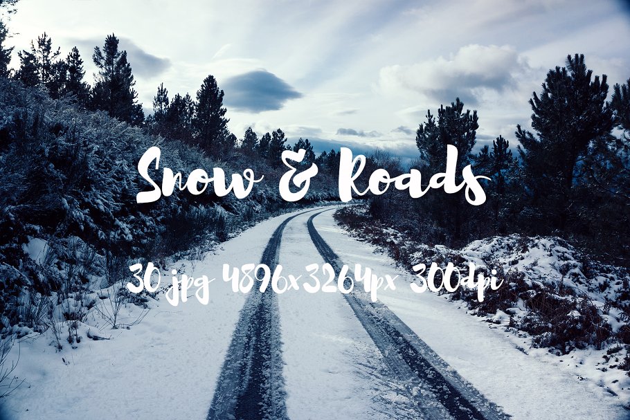 欧洲冬天雪景乡村公路高清照片素材 Snow and Roads photo pack插图
