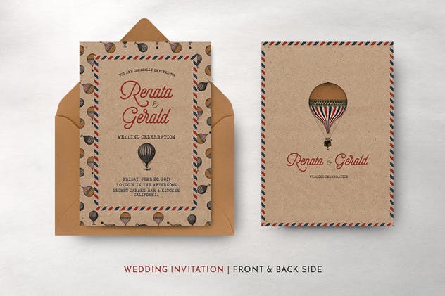 复古旅行婚礼请柬邀请函套装模板 Vintage Travel Wedding Suite插图(1)