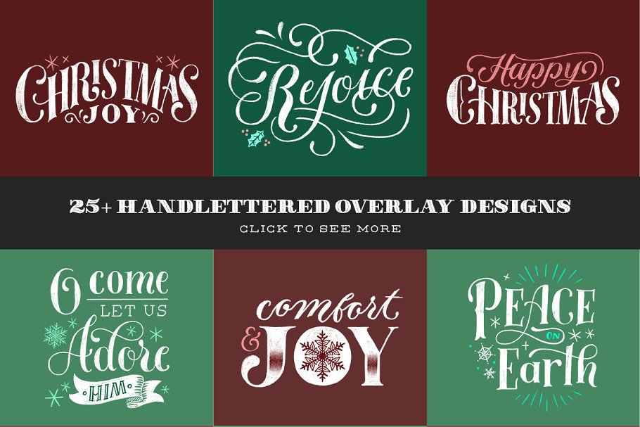 圣诞节设计素材套装[手写祝福语叠层+贺卡模板+插画] Christmas Box of Cheer!插图(1)