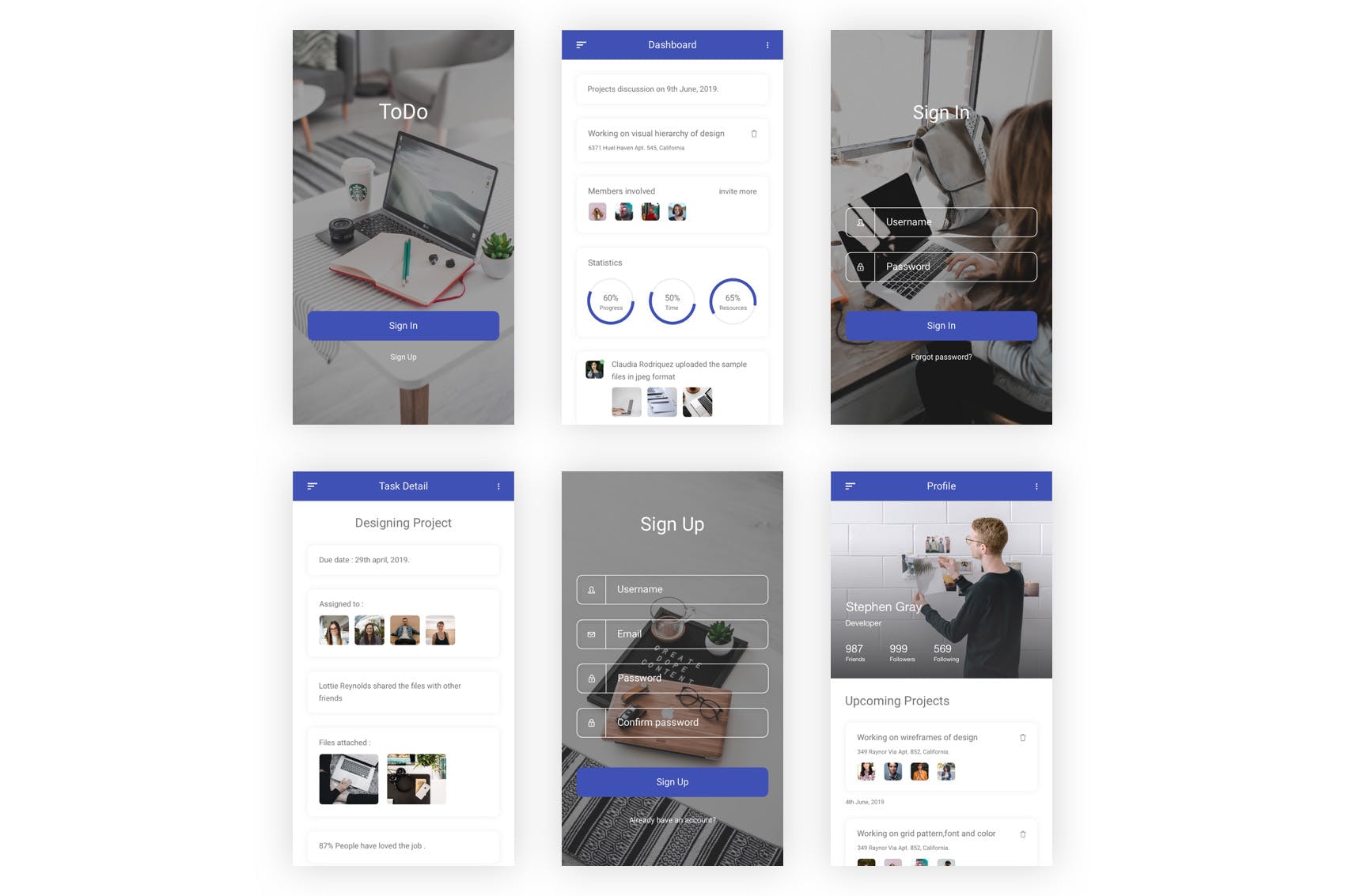 每日任务管理APP应用程序UI设计套件PSD模板 ToDo – Daily Task Management  App for Photoshop插图(8)