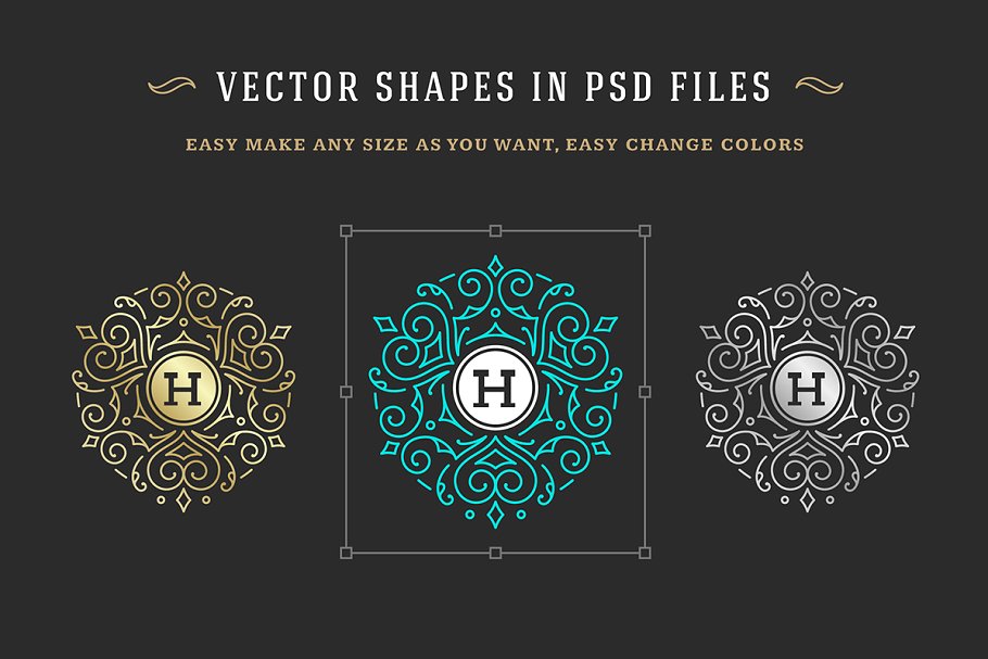 250个复古装饰风格Logo模板 250 ornaments logos & monograms插图(21)