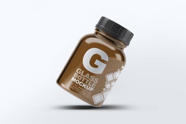 美容药品玻璃罐子瓶子样机 Pill Cosmetics Glass Bottle Mock-Up插图(8)