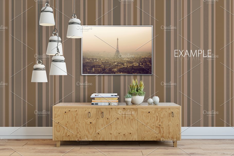 客厅卧室墙纸&相框画框样机模板合集 Interior Wall & Frames Mockup – 2插图(25)