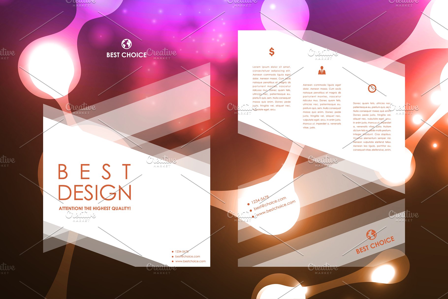 荧光DNA链条抽象图形画册模板 Set of Beautiful Brochures插图(15)