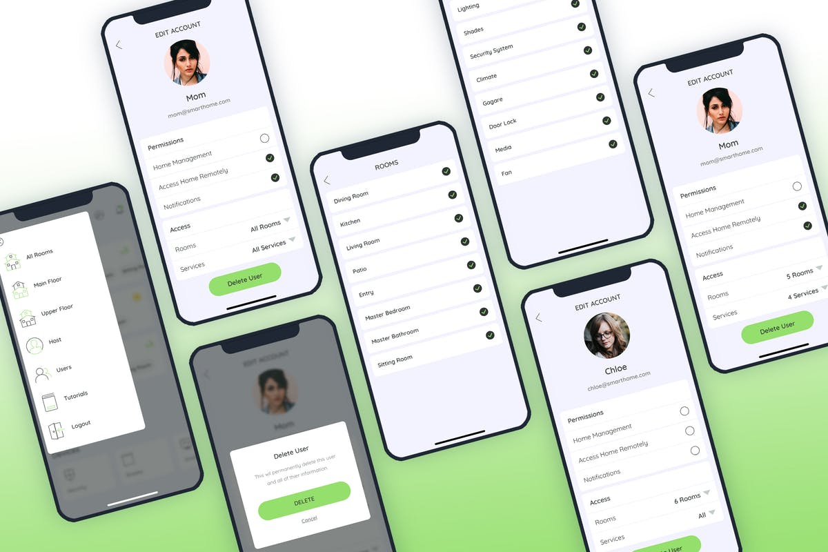 智能家居APP应用用户中心UI套件 Users Smarthome Mobile UI – FP插图