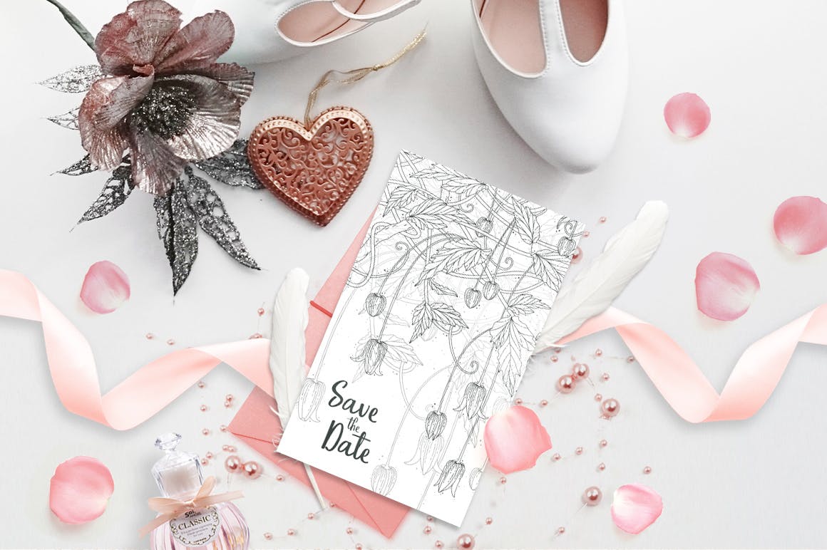 蒲公英线条手绘图案矢量背景素材 Delicate Floral Line Backgrounds插图(9)