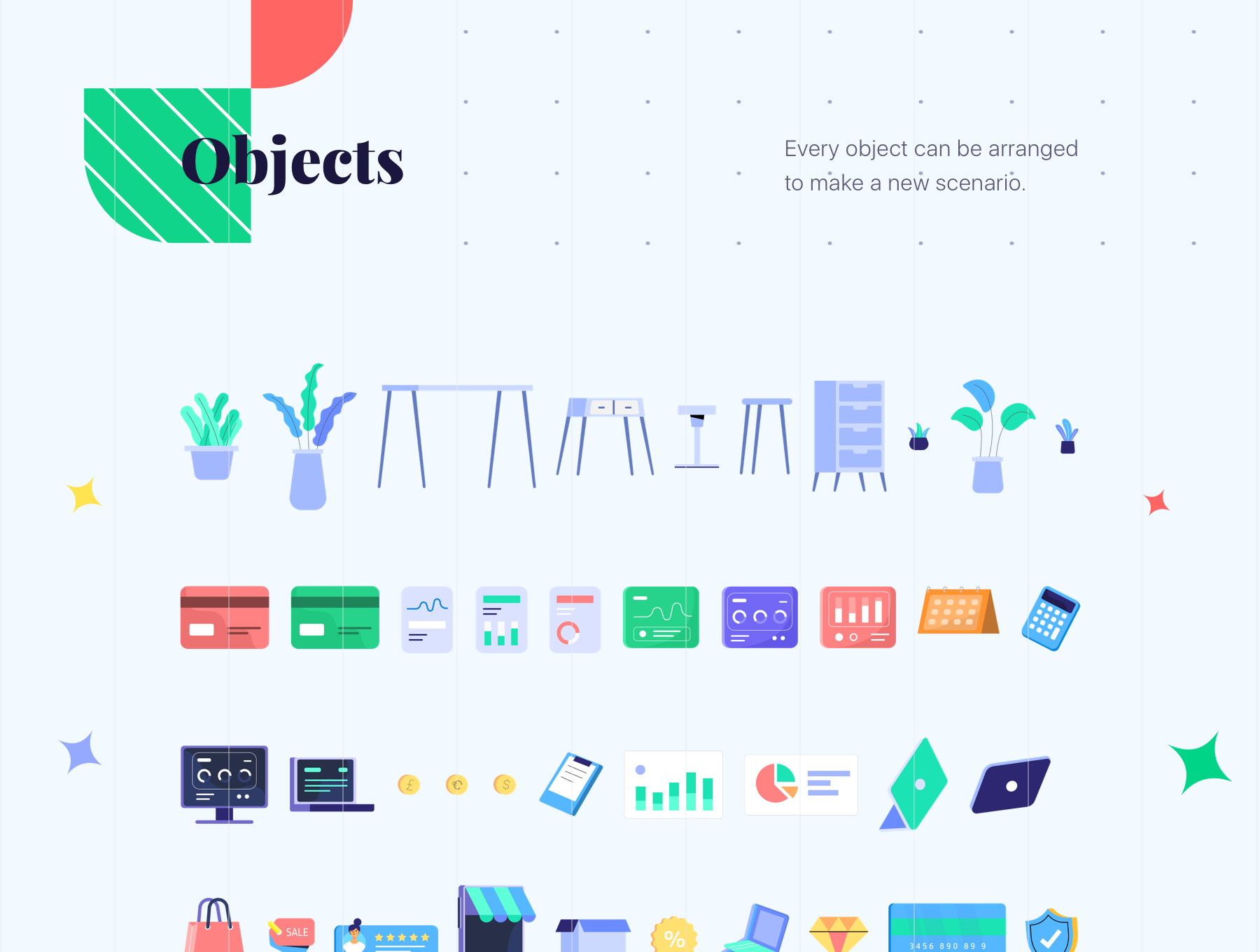 素材库下午茶:商业场景网站设计插画素材插图(2)