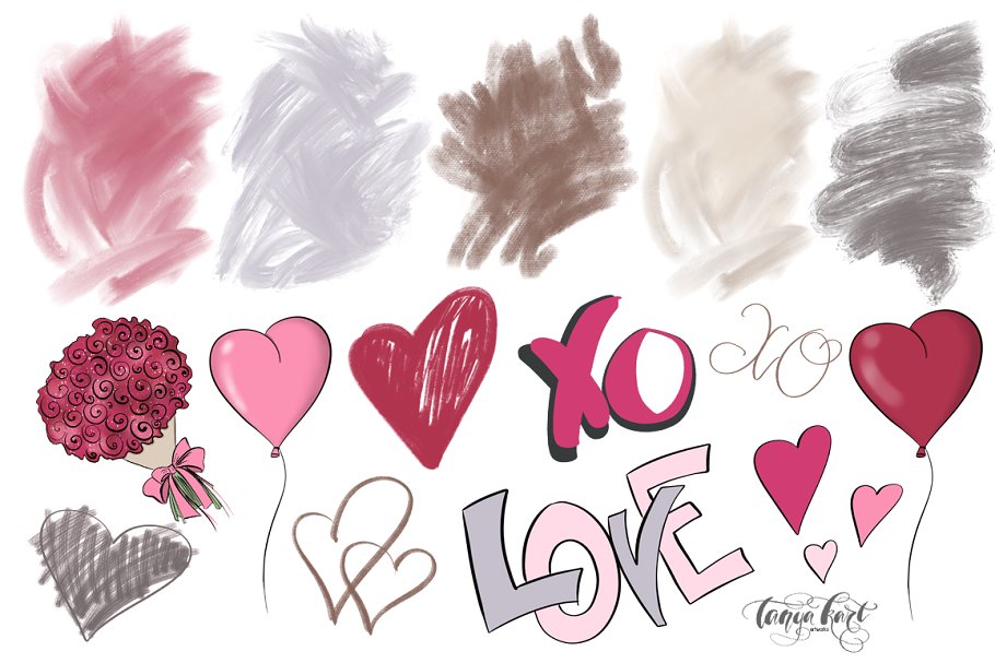 浪漫主义时代手绘剪贴画 Romantic Time Clipart插图(3)