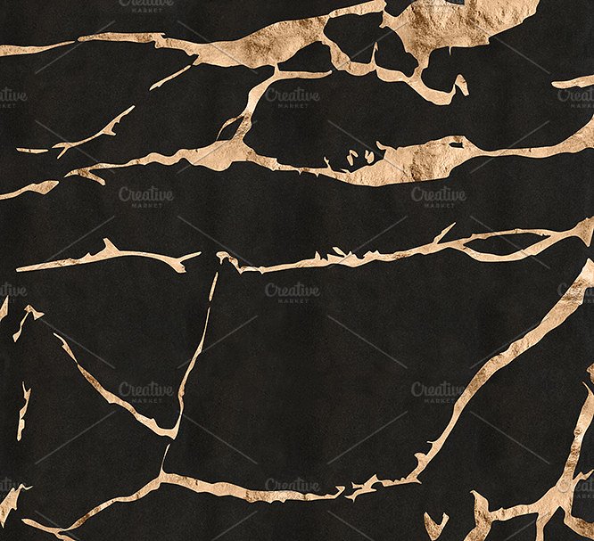 金色接缝条纹大理石纸张纹理 Golden Seams Marbled & Striped Paper插图(1)