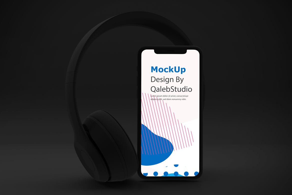 深色背景iPhone音乐APP应用UI设计效果图素材库精选样机 Dark iPhone Music App Mockup插图(3)