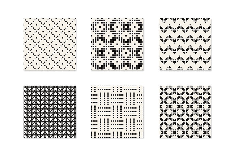 简约无缝几何图案纹理 Minimalist Seamless Patterns Set插图(3)