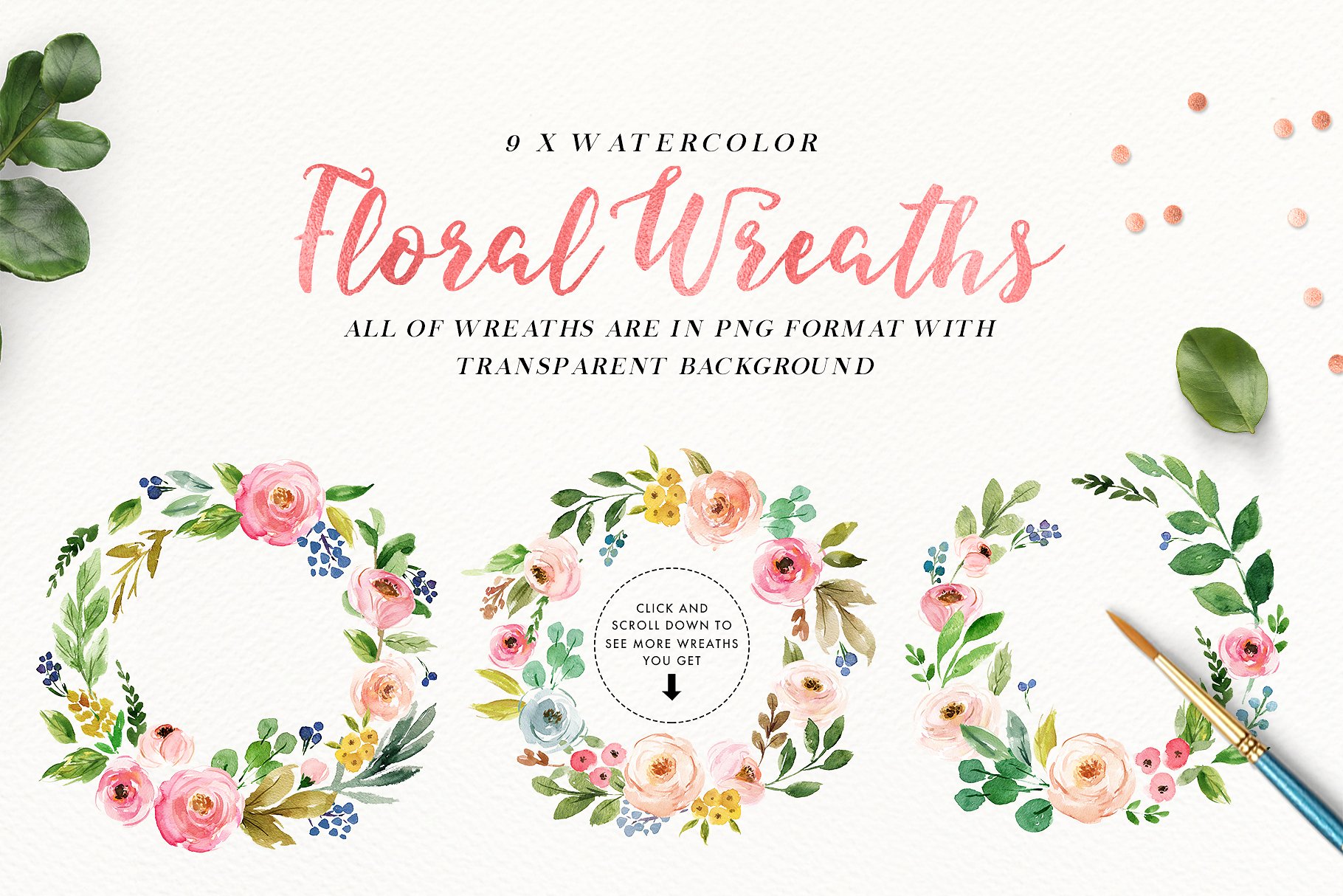 浪漫水彩花卉插画设计套装 Watercolor Romantic Flower插图(4)