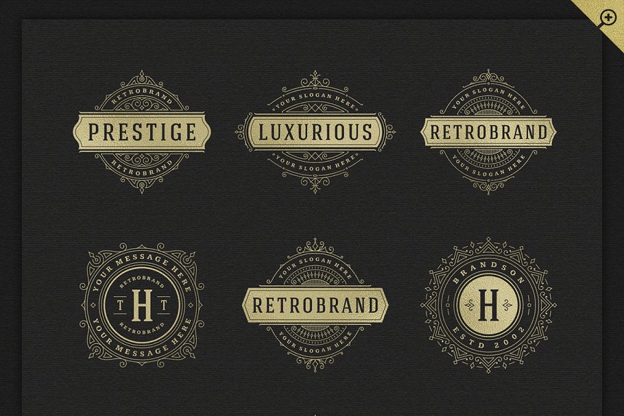 500个复古装饰风格Logo和徽章模板 500 ornaments logos & monograms插图(23)