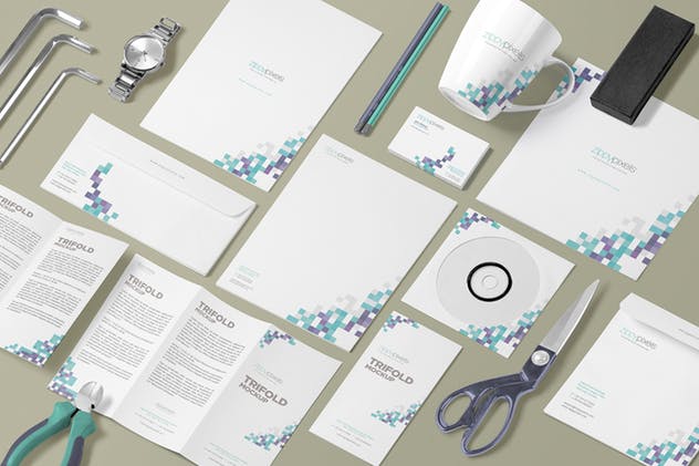 办公用品等距场景样机设计模板 Isometric Stationery Scene Creator插图(2)