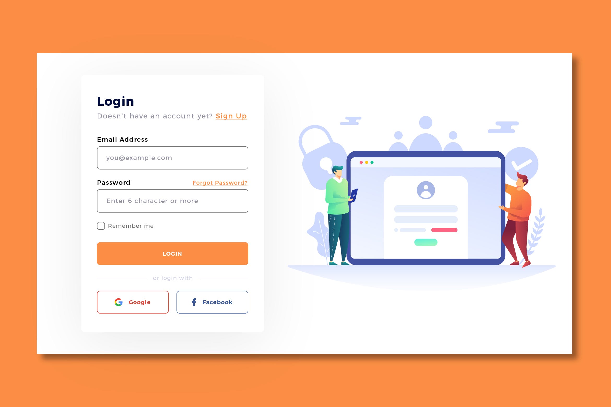 网站登录屏幕界面设计PSD模板v1 Login Page Screen Vol.1插图