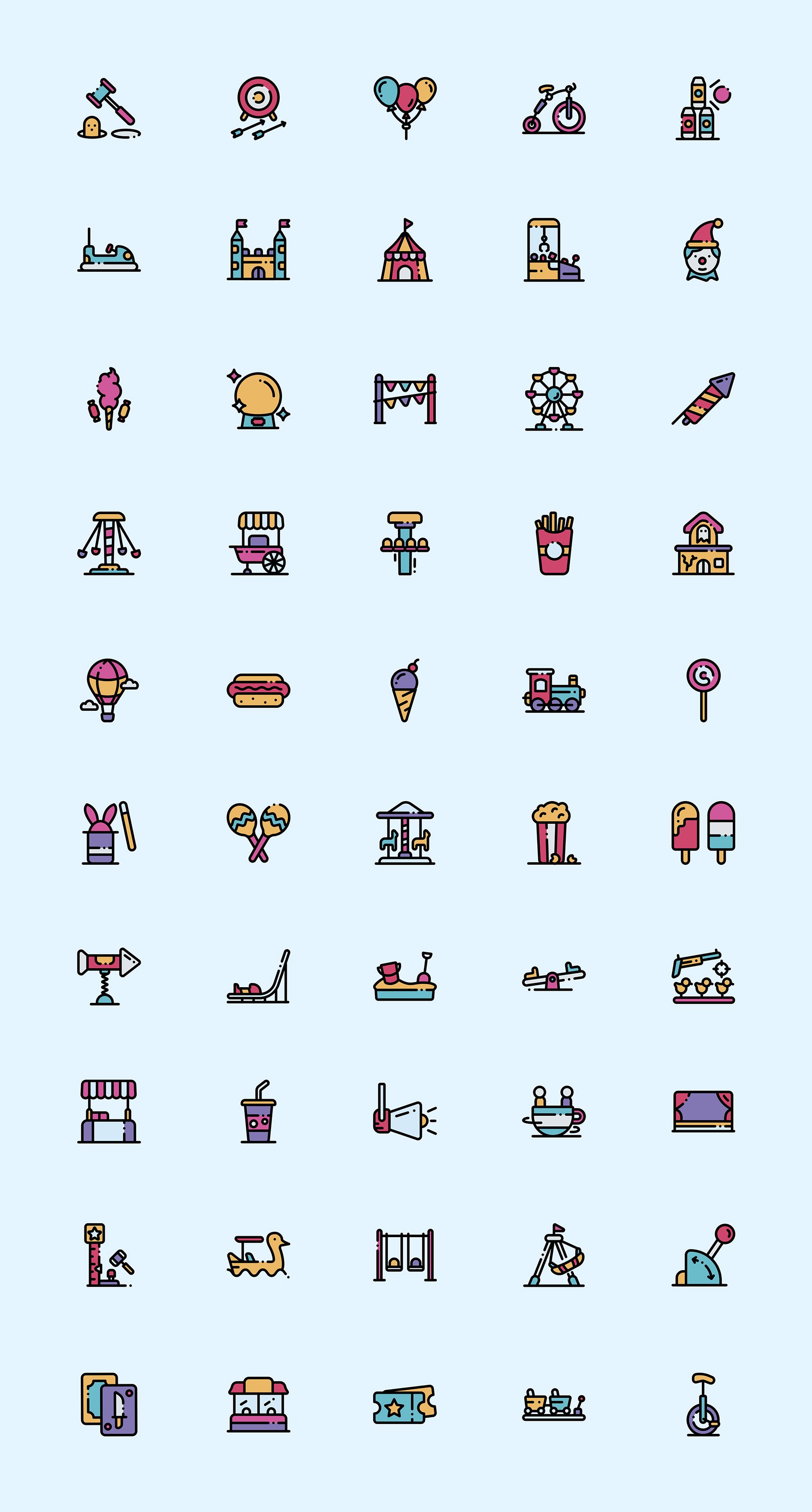 50 枚多彩游乐场元素图标