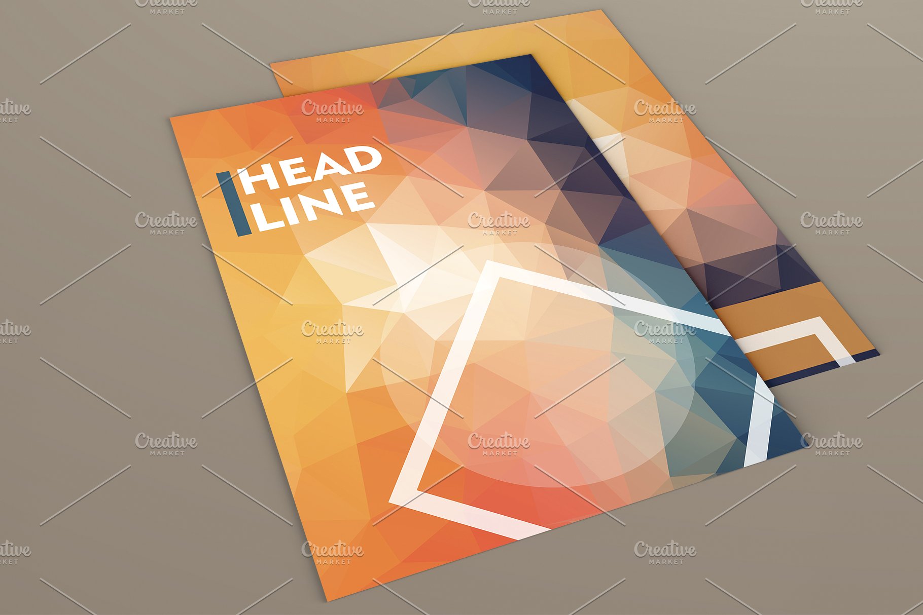 多色抽象多边形风格的精美小册子模板  Brilliant brochures in poli style插图(1)