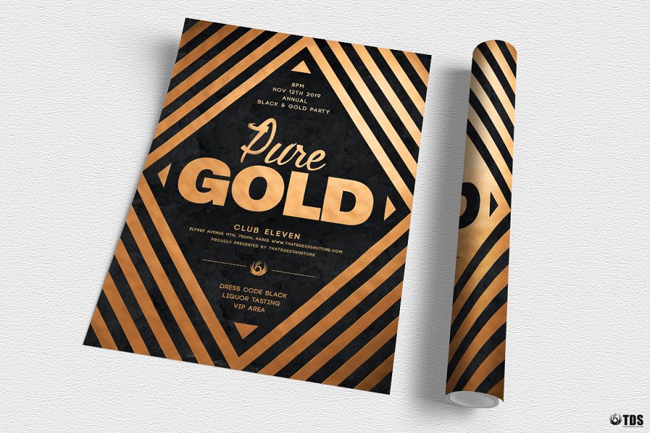 极简主义黑金海报传单PSD模板v6 Minimal Black Gold Flyer PSD V6插图(2)