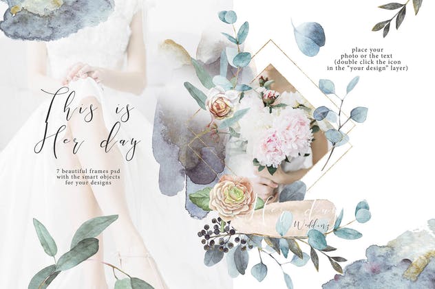 水彩花卉婚礼艺术家插画设计素材 Wedding frames “ARTARIAN” vol.2.1插图(9)