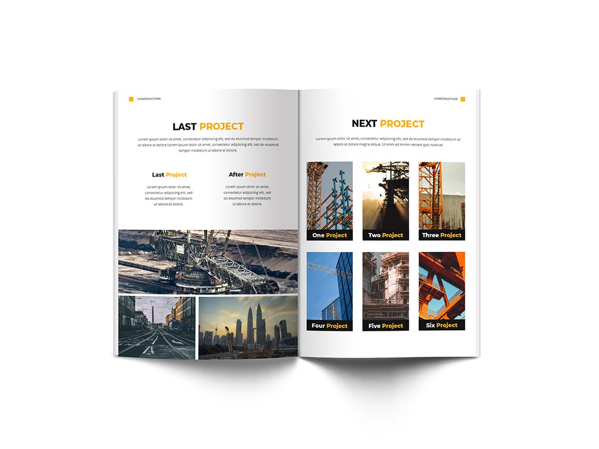 建筑公司/建筑师团队宣传画册设计模板 Construction A4 Brochure Template插图(10)