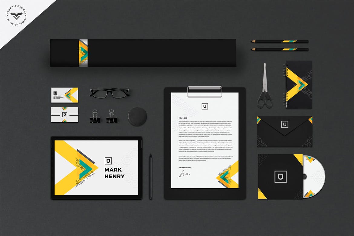 品牌VI视觉设计等距网格办公用品套装设计样机模板 Stationery Branding Mockups插图(1)