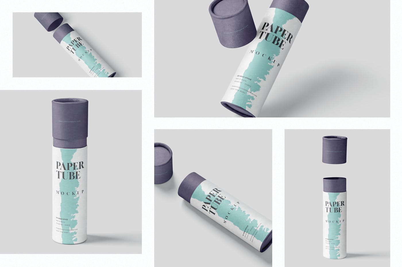长纸管包装外观设计素材库精选模板 Paper Tube Mockup Set – Slim Medium Size插图(1)