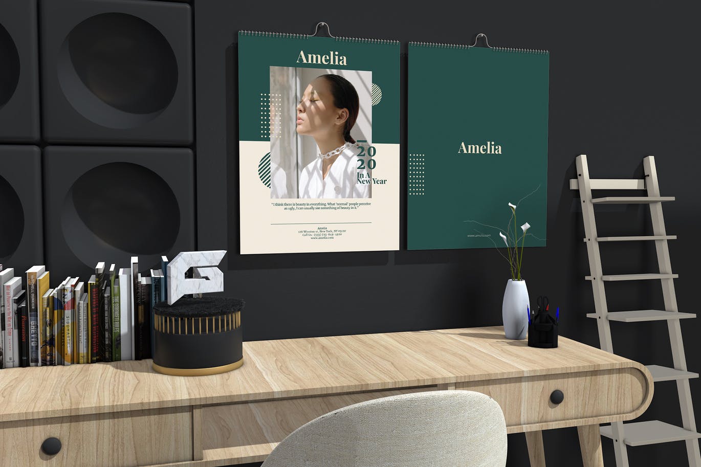 2020年时尚挂墙日历表设计模板 Amelia – Fashion Wall Calendar 2020插图