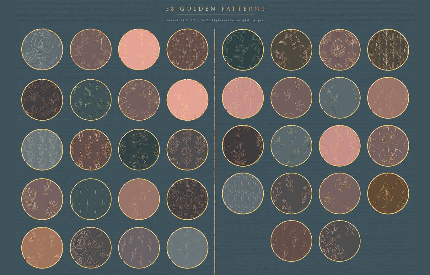 线绘花卉手绘图案超级素材包[3GB] Line Drawing Floral Patterns ~ EPS, SVG, PAT, PNG插图(3)