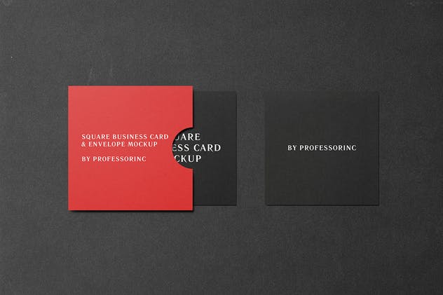 黑色方形商业名片样机模板 Square Business Card Mockup – Black Edition插图(4)