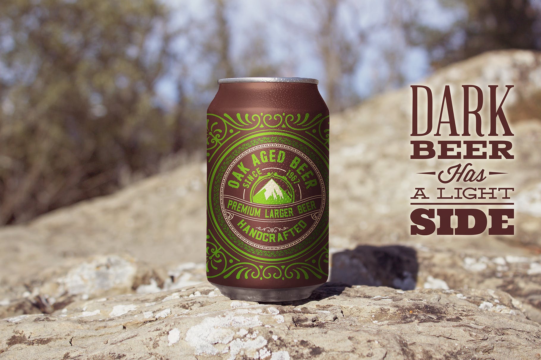 啤酒易拉罐前视图素材库精选模板 Front Beer Can Mockup插图(1)